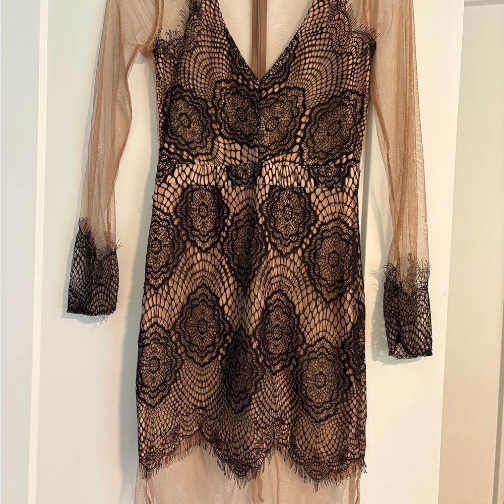 Elegant Black Lace Overlay Dress